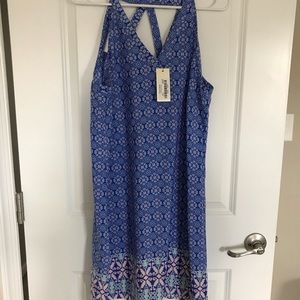 Skies are blue summer dress blue print cutout